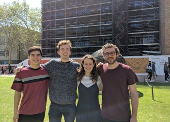 The team behind Snack, which took out three Peter Farrell Cup prizes: (left to right) Hugh Chan (Engineering), Jake Fitzgerald (Engineering), Clementine Rocks (Art & Design) and Hamish Elliot (Engineering).