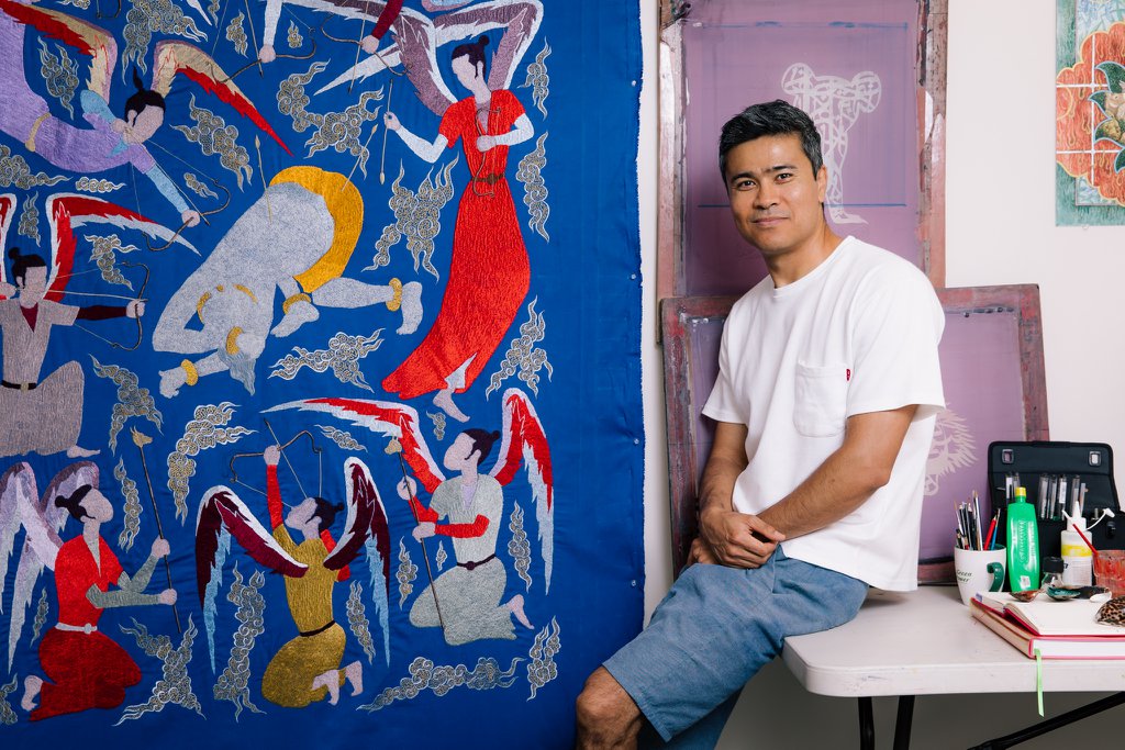  Khadim Ali in his studio at Parramatta Artists Studios, 2018. Photo: Jacquie Manning