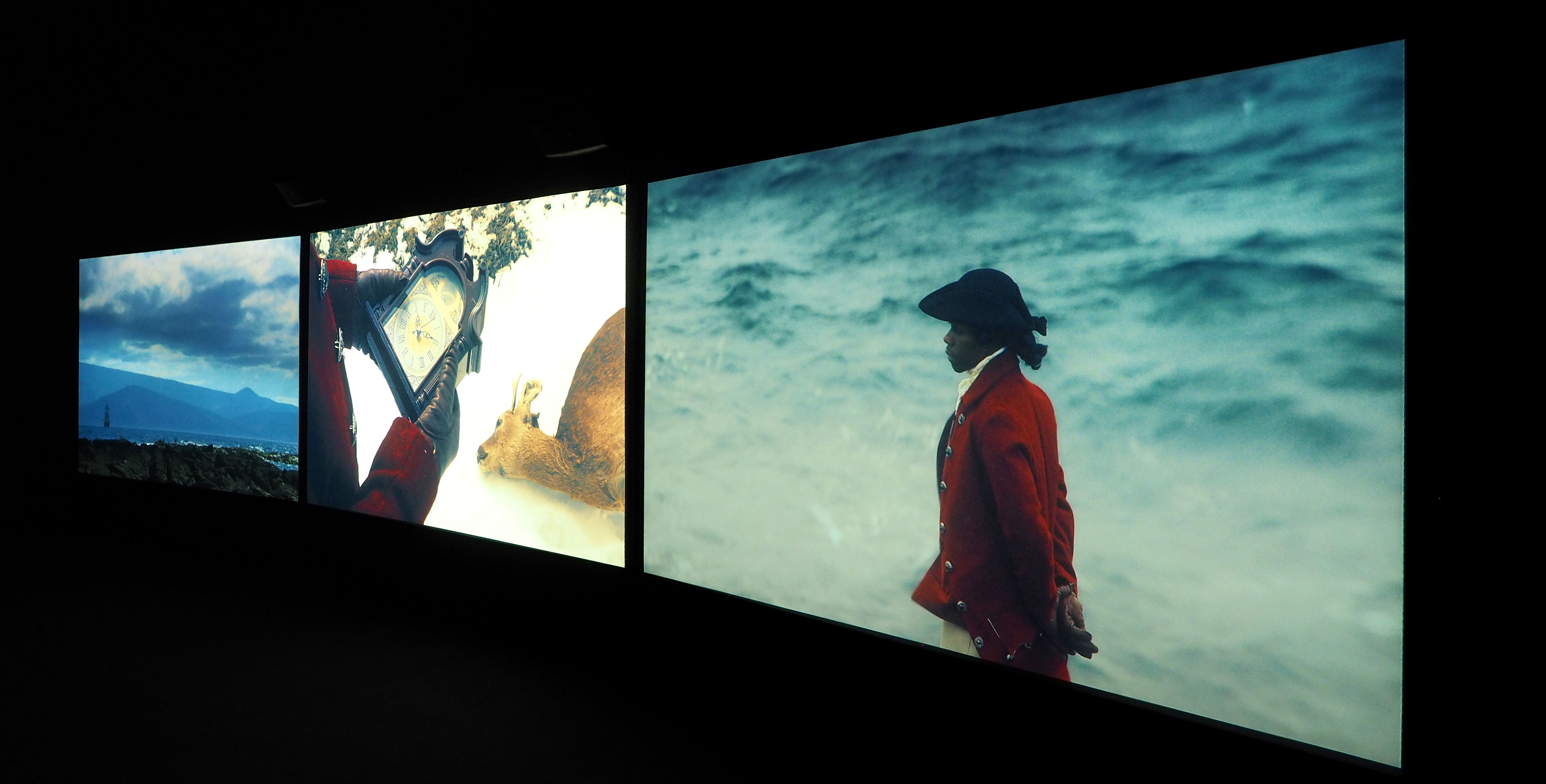 John Akomfrah, Vertigo Sea, 2015, 3-channel HD video installation, 7.1 sound, 52 mins. © Smoking Dogs Films; Courtesy Lisson Gallery, London.